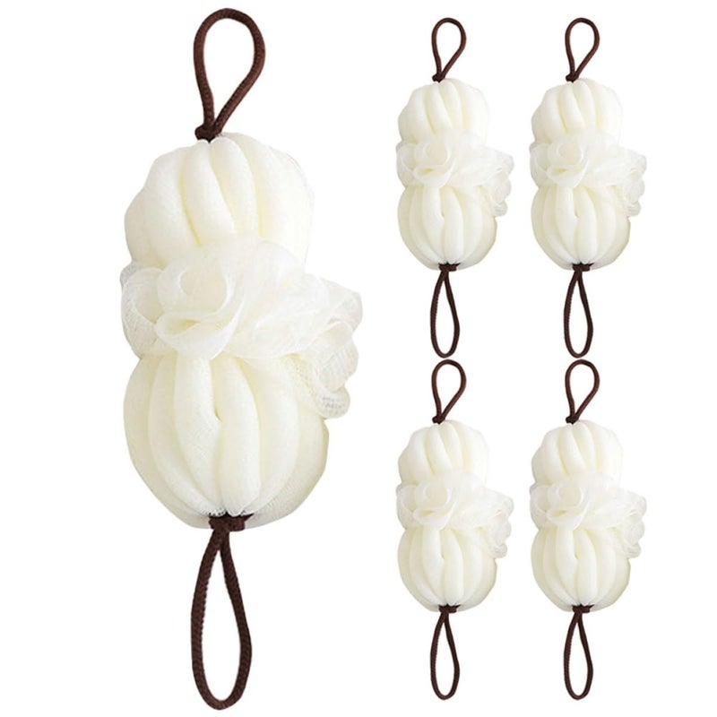 Large Beige Exfoliating Bath Loofah Sponge Set 5pcs Body Cleansing Spa Accessories - Image 2
