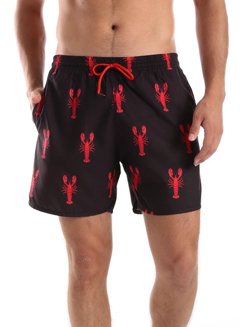 White Rabbit Side Pockets Crabs Patterned Board Shorts