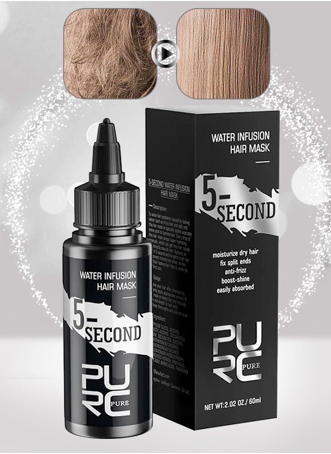 PURC - 5 Second Water Infusion Hair Mask 60ml Moisturize Dry Hair Fix Split Ends Anti-Frizz Boost Shine & Easily Absorbed Hair Mask Hair Strengthening Moisturizing & Repair Damaged Hair - Image 1