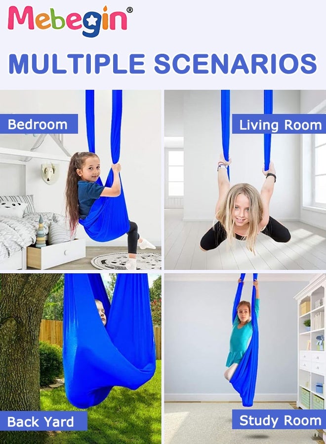ميبيجين أرجوحة حسية للأطفال مع شماعات دوارة 360 درجة، مجموعة أرجوحة يوغا متينة مع الملحقات الضرورية، أرجوحة قابلة للتعديل للاستخدام الداخلي والخارجي، مصممة للأطفال والمراهقين - Image 5