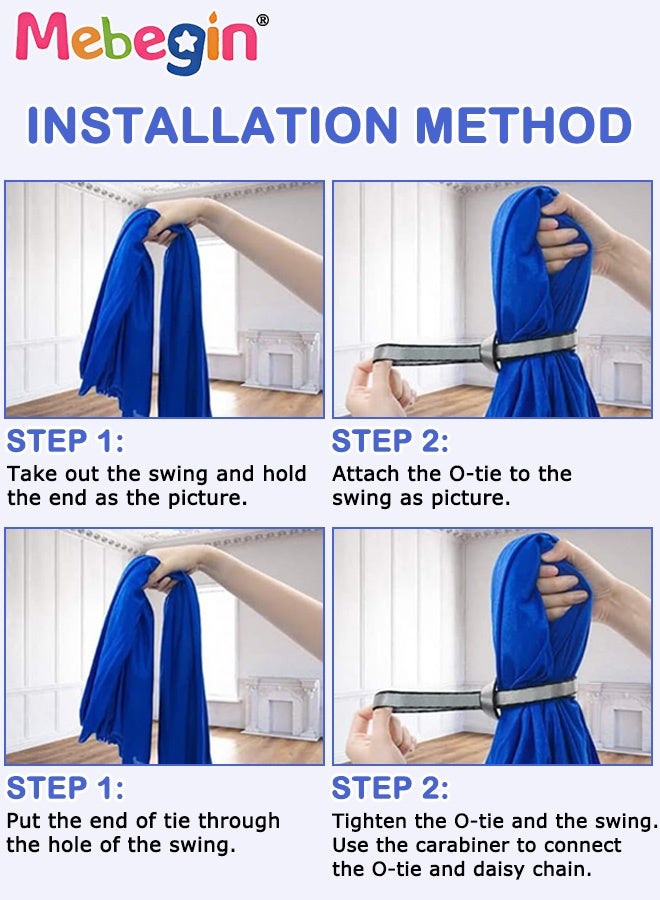 ميبيجين أرجوحة حسية للأطفال مع شماعات دوارة 360 درجة، مجموعة أرجوحة يوغا متينة مع الملحقات الضرورية، أرجوحة قابلة للتعديل للاستخدام الداخلي والخارجي، مصممة للأطفال والمراهقين - Image 4