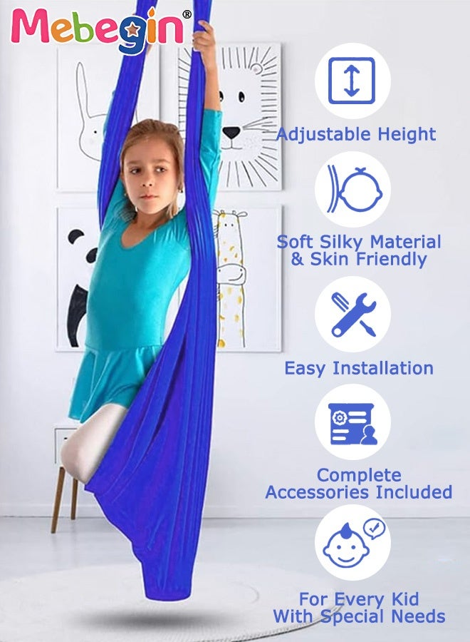 ميبيجين أرجوحة حسية للأطفال مع شماعات دوارة 360 درجة، مجموعة أرجوحة يوغا متينة مع الملحقات الضرورية، أرجوحة قابلة للتعديل للاستخدام الداخلي والخارجي، مصممة للأطفال والمراهقين - Image 3