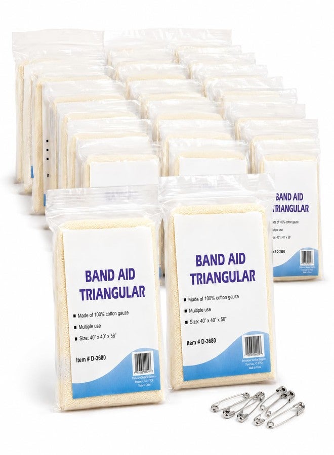 Novamedic NM-3670 First Aid Triangular Bandage with Safety Pins, Pack of 24 First Aid Splint Bandages, 40 x 40 x 56 cm Latex-Free Non-Woven Cotton Arm Sling for Sprains, Fractures, Wound Care and Emergency Support - Image 1