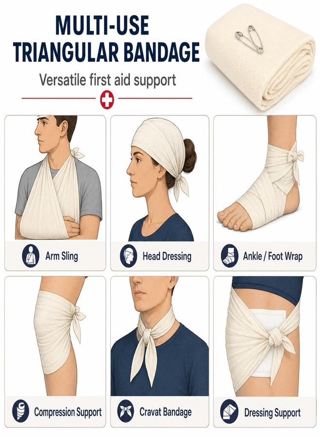 Novamedic NM-3670 First Aid Triangular Bandage with Safety Pins, Pack of 24 First Aid Splint Bandages, 40 x 40 x 56 cm Latex-Free Non-Woven Cotton Arm Sling for Sprains, Fractures, Wound Care and Emergency Support - Image 5
