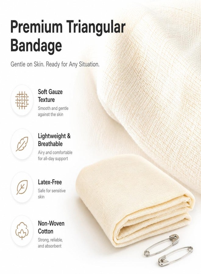Novamedic NM-3670 First Aid Triangular Bandage with Safety Pins, Pack of 24 First Aid Splint Bandages, 40 x 40 x 56 cm Latex-Free Non-Woven Cotton Arm Sling for Sprains, Fractures, Wound Care and Emergency Support - Image 3