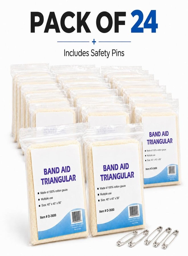 Novamedic NM-3670 First Aid Triangular Bandage with Safety Pins, Pack of 24 First Aid Splint Bandages, 40 x 40 x 56 cm Latex-Free Non-Woven Cotton Arm Sling for Sprains, Fractures, Wound Care and Emergency Support - Image 2
