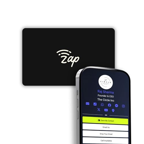 tinydabba Zap NFC Smart Digital Business Card – Tap to Share Contact & Social Media Instantly | No App Needed | QR + NFC Card | Reusable Contactless Networking Card | PVC | Jet Black - Image 1