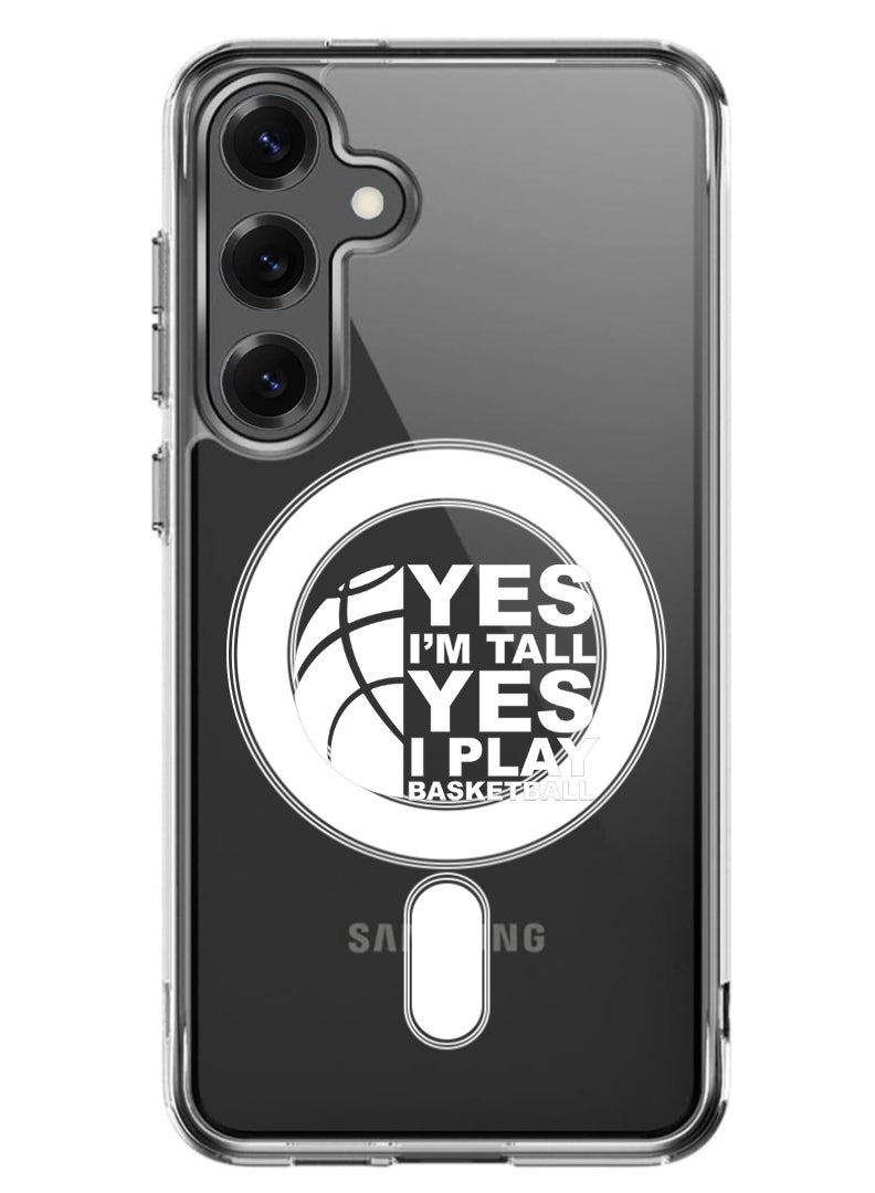 Theodor Magnetic Case for Samsung Galaxy S25 Plus 6.7-inch Compatible with MagSafe Wireless Charging, Shockproof Phone Bumper Cover Basketball White - Image 1