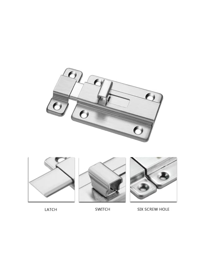 PROMASS promass 3 Inches Stainless Steel Door Latch, Sliding Lock Barrel Bolt, Heavy Duty Sliding Door Lock Surface Mounted Slide Bolt for All Types of Internal Doors  - Image 3