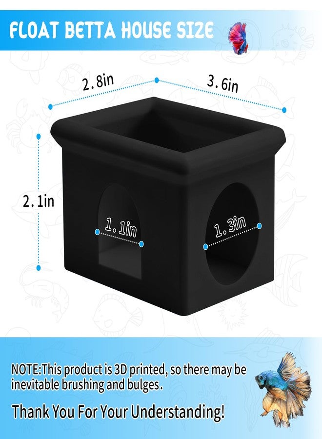 VOXGET Floating Betta Fish Hammock Cave House for Aquarium, 3D Printed Betta Shrimp Feeder & Hideout Cave Toys, Small Aquarium Feeding Ring Decor, Turtle Fish Tank Decorations Accessories -Black - Image 5