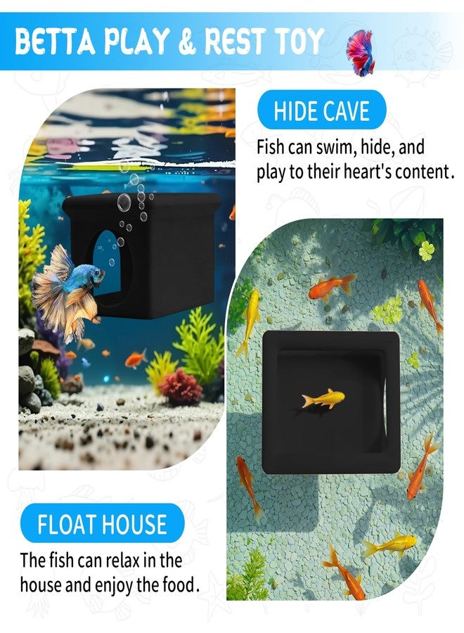 VOXGET Floating Betta Fish Hammock Cave House for Aquarium, 3D Printed Betta Shrimp Feeder & Hideout Cave Toys, Small Aquarium Feeding Ring Decor, Turtle Fish Tank Decorations Accessories -Black - Image 4