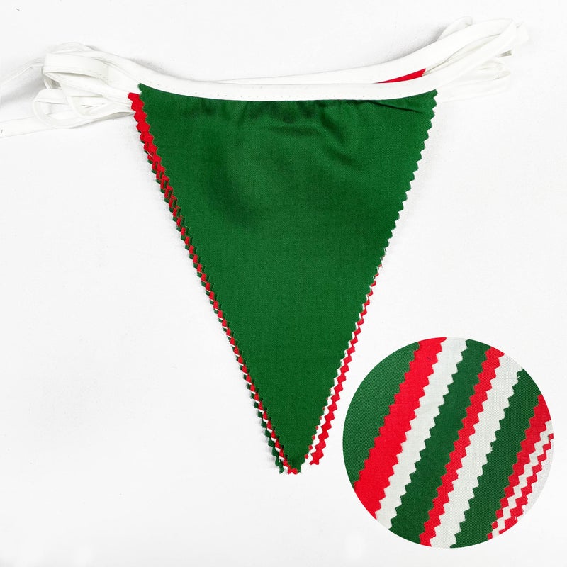pinkblume 32Ft Red Green White Banner Party Decorations Christmas Triangle Flag Fabric Pennant Bunting Garland Streamers for Christmas Day X-mas Happy New Years Festivals Holiday Garden Hanging Decorations - Image 2