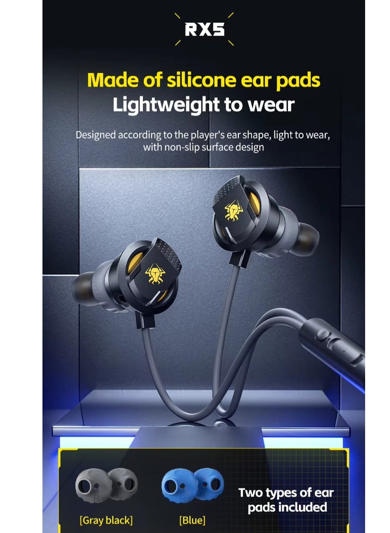 بليكستون سماعات Plextone RX5 باير إن-إير من نوع C مع ميكروفون قابل للفصل وقابل للطي. وسائد الأذن مصنوعة من السيليكون خفيف الوزن وغير القابل للانزلاق لتوفير شعور رائع أثناء الاستخدام والألعاب. - Image 4