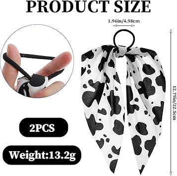 AOZUO Set of 2 Cow Print Headbands Hair Bows Girls Bow Elastic Hair Bows for Women Handmade Bandana Accessories Halloween Costume Birthday Gift - Image 3