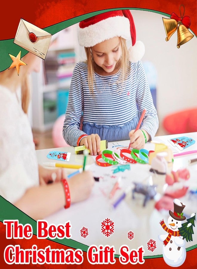 Warmshine 72 Pcs Christmas Bracelets Gifts Christmas Rubber Wristbands Xmas Bracelet Wrist Band with Label Tags Organza Bags Xmas Party Favors for Holiday Stuffers Fillers Birthday Gifts - Image 5
