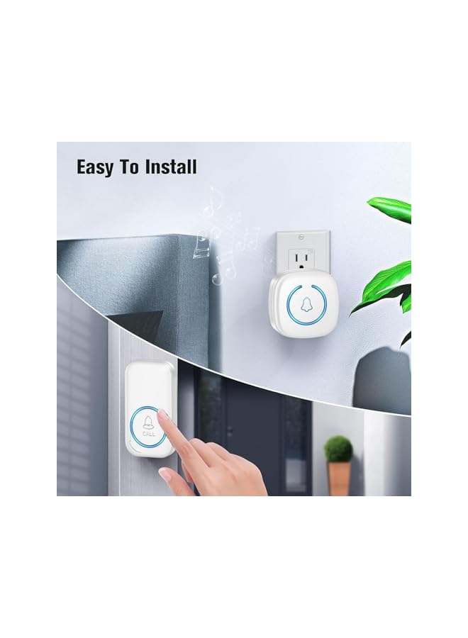 promass Wireless Doorbell, Waterproof Wireless Doorbell Kit,Waterproof Mini Doorbell 1,000ft Range 120dB Mute Mode 60 Door Chimes & Colorful LED Flashing(White） - Image 3