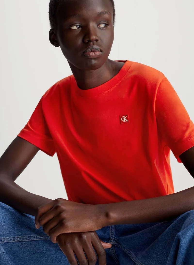 Calvin Klein Jeans Women's Cotton Badge T-Shirt -  cotton jersey, Red