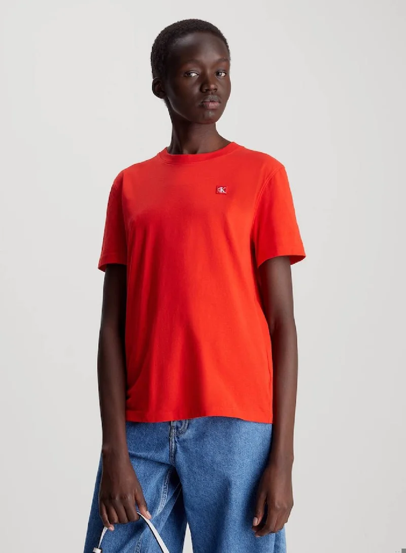 Calvin Klein Jeans Women's Cotton Badge T-Shirt -  cotton jersey, Red