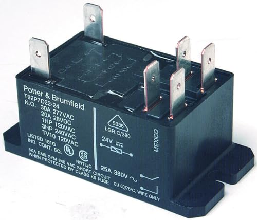 TE CONNECTIVITY / POTTER & BRUMFIELD T92S7A22-24 POWER RELAY, DPST-NO, 24VAC, 30A, PANEL - Image 5