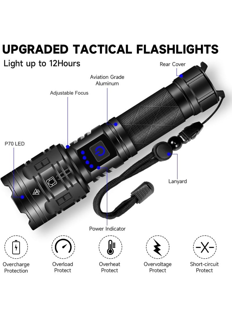 Rechargeable Flashlights High Lumens, 990000LM Powerful Tactical Flashlights, 5 Modes LED Flashlight Adjustable, Brightest Flashlight Waterproof, Handheld Flash Light for Emergencies, Camping, Hiking - Image 3