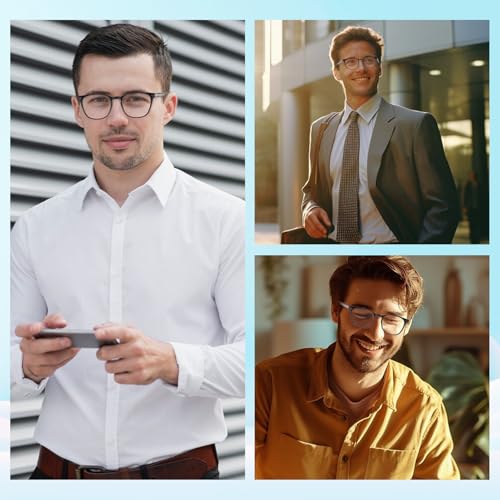 DEHOTRE Progressive Multifocus Reading Glasses Men No Line Bifocal Transition Readers with Metal Core Wire Acetate Frame/Temple Mid-Near Range 3ft Spring Hinge Black 1.25 - Image 5