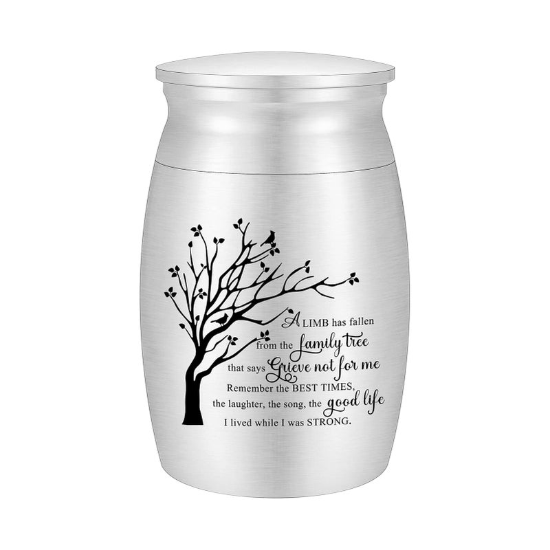 abooxiu 3 Inches Small Urn for Ashes Tree of Life Aluminum Mini Urn for Ashes Cremation Keepsake for Human Ashes Memorial Ashes Holder for Women Men - Image 1