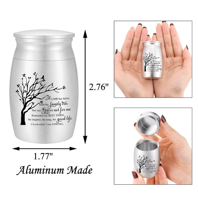 abooxiu 3 Inches Small Urn for Ashes Tree of Life Aluminum Mini Urn for Ashes Cremation Keepsake for Human Ashes Memorial Ashes Holder for Women Men - Image 3