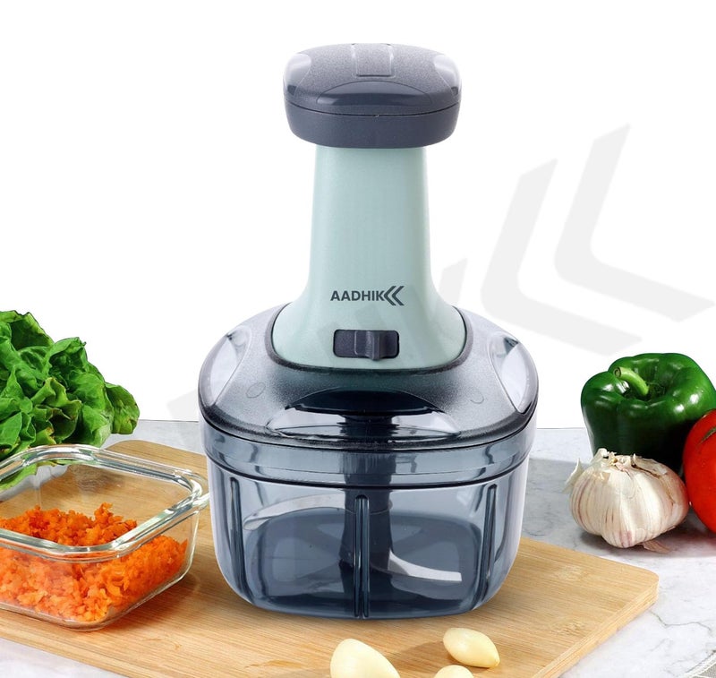AADHIK Manual Hand Press Push Chopper with 6 Blades for Effortless Chopping Vegetables & Fruits (Assorted, 950 ml, Plastic) - Image 2