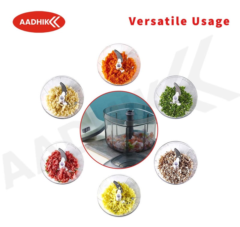 AADHIK Manual Hand Press Push Chopper with 6 Blades for Effortless Chopping Vegetables & Fruits (Assorted, 950 ml, Plastic) - Image 5