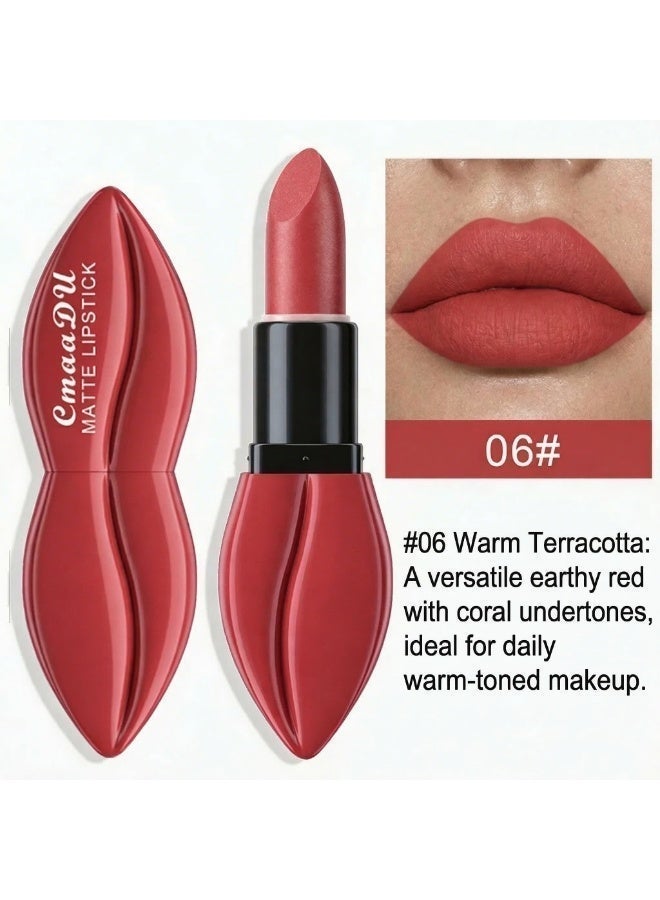 CmaaDu Matte Velvet Lipstick, 3.5g High-Pigment Lip Color, Waterproof & Smudge-Proof Cream Stick, Non-Drying Finish - #06 Warm Terracotta - Image 3