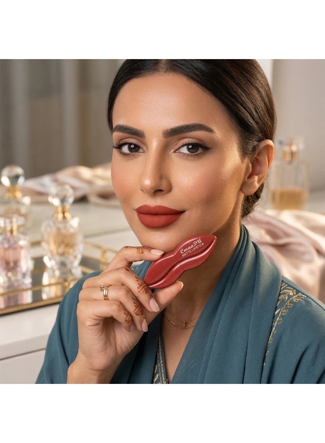 CmaaDu Matte Velvet Lipstick, 3.5g High-Pigment Lip Color, Waterproof & Smudge-Proof Cream Stick, Non-Drying Finish - #06 Warm Terracotta - Image 4