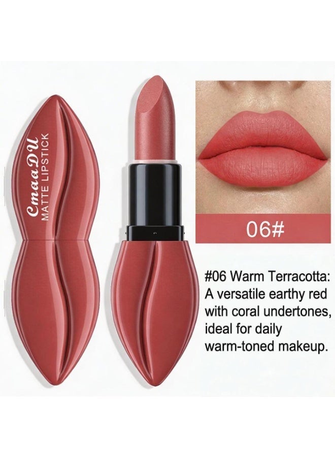 CmaaDu Matte Velvet Lipstick, 3.5g High-Pigment Lip Color, Waterproof & Smudge-Proof Cream Stick, Non-Drying Finish - #06 Warm Terracotta - Image 4