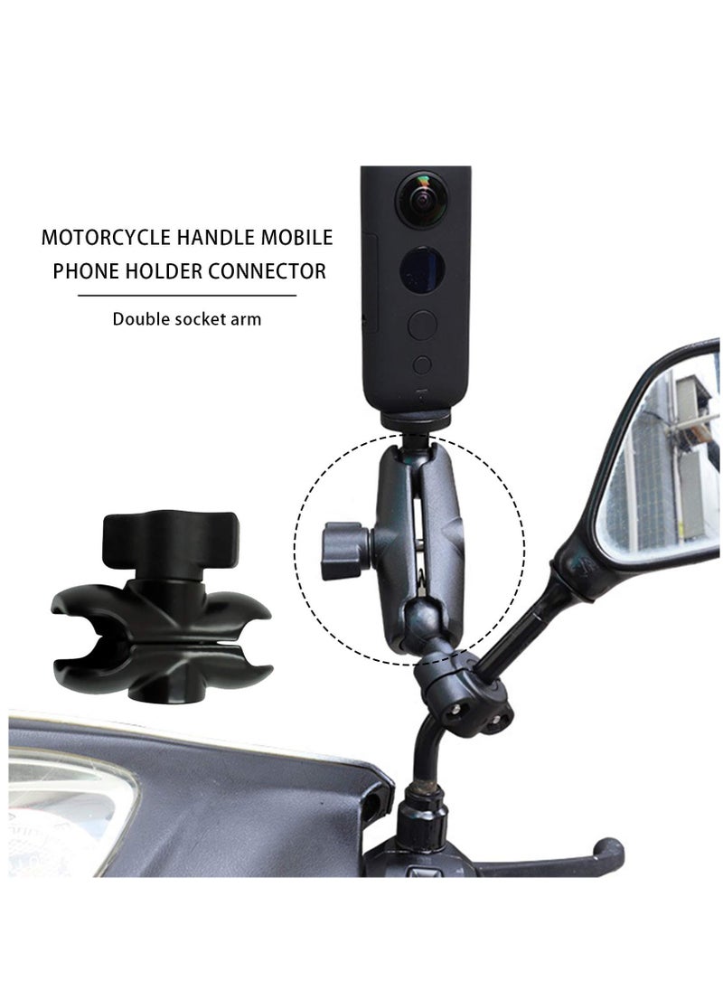Excefore - 60mm Short Long Double Socket Arm Camera Clamp Mount For Ball Bases For Camera Bicycle Motorcycle Phone Holder, Black - Image 1