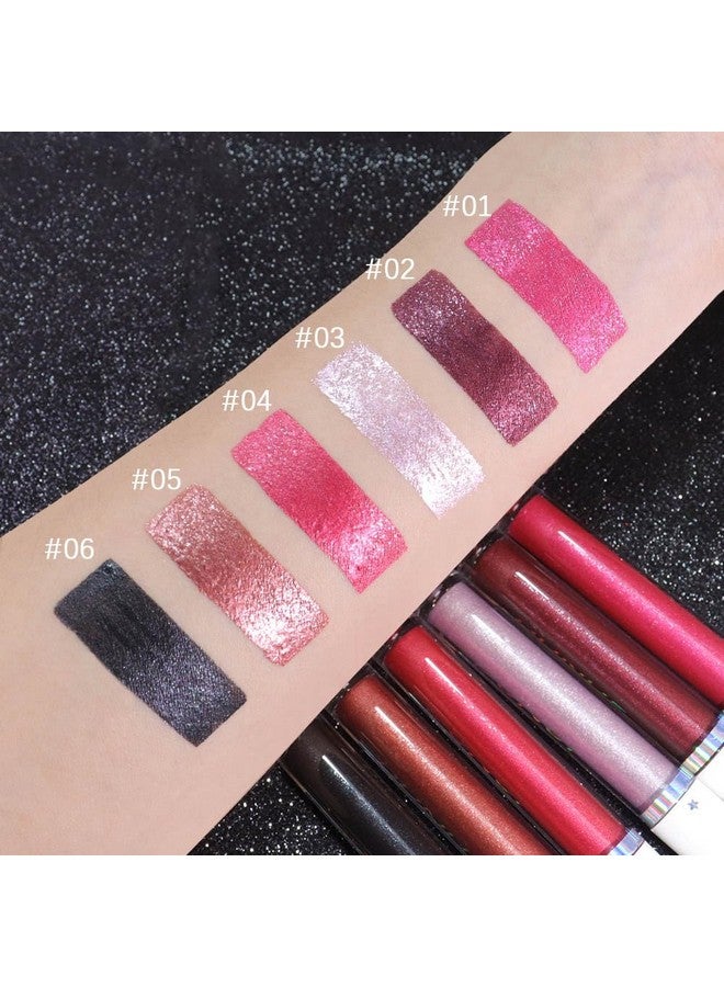 evpct 1Pcs Dark Wine Red Metallic Shimmer Glitter Lip Gloss Liquid Lipstick Long Lasting Waterproof 24, Glitter Pearlescent Metallic Sparkly Liquid Lipsticks Lip Stains Makeup Set For Women 02 - Image 1