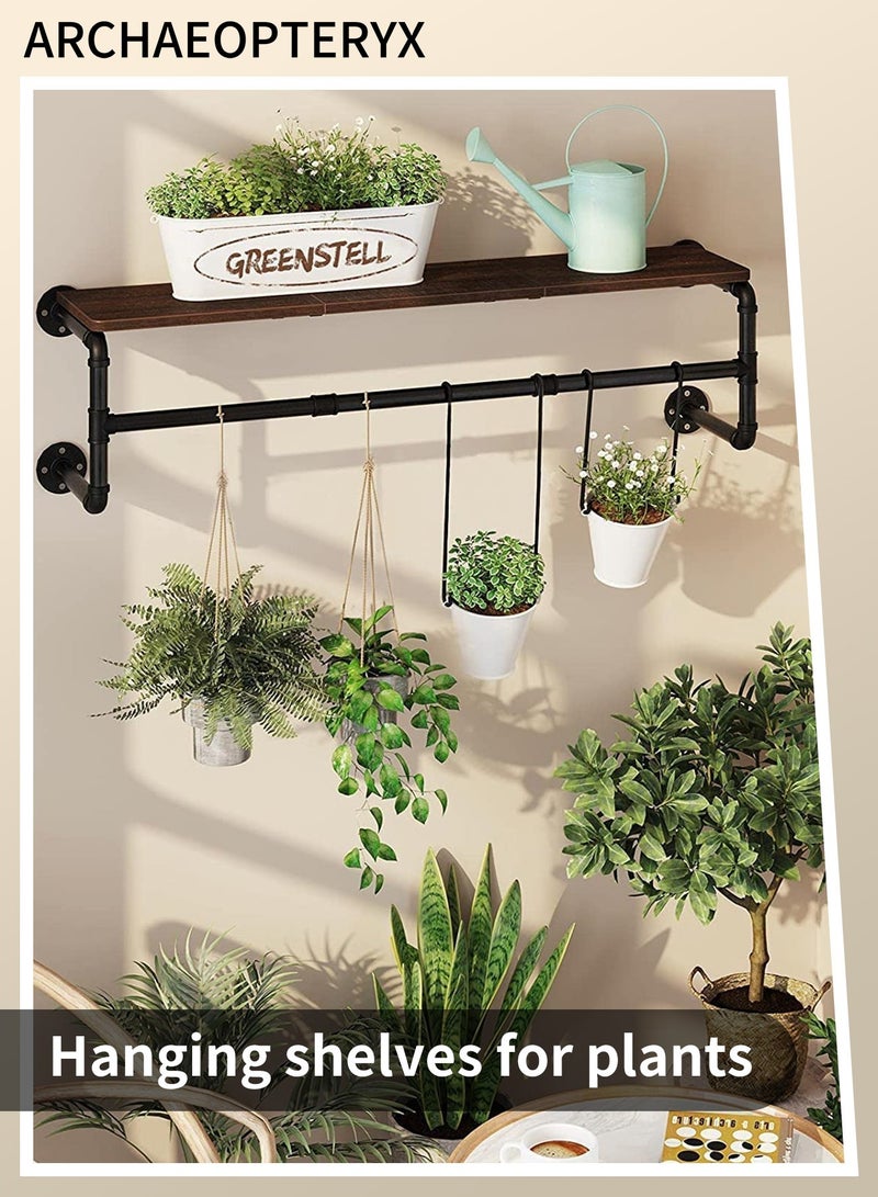 ARCHAEOPTERYX Wall Mounted Clothes Hanger Wall Hanger Industrial Pipe Hanger, Removable with 3 S-Shaped Hooks, Suitable for Clothes Storage 130CM - Image 5