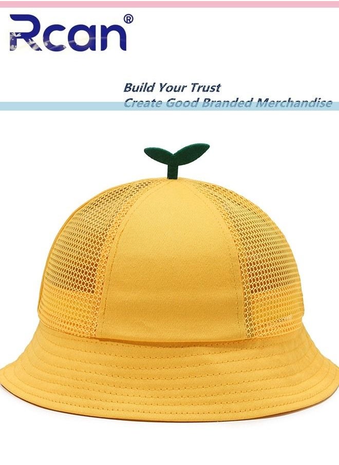 Rcan Mesh Windproof Sunscreen Hat Breathable Children's Cap Primary School Students 3-7 Years Old Yellow  - Image 1
