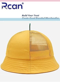 Rcan Mesh Windproof Sunscreen Hat Breathable Children's Cap Primary School Students 3-7 Years Old Yellow  - Image 2