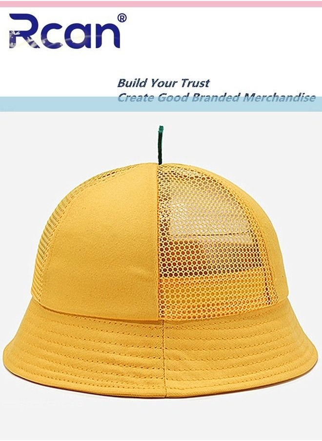 Rcan Mesh Windproof Sunscreen Hat Breathable Children's Cap Primary School Students 3-7 Years Old Yellow  - Image 2