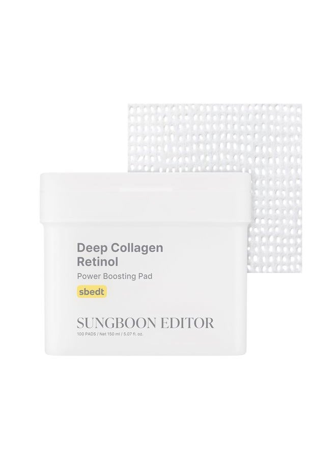 SUNGBOON EDITOR Deep Collagen Retinol Power Boosting Pads | Deep Hydration, Skin Elasticity for Dry Skin, Wrinkles, Korean Moisturzier, Korean Skincare, Toner Pads - 100 Count - Image 1