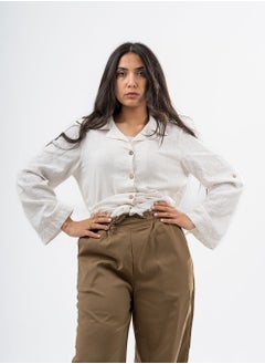 Arafa Flowy Linen Blouse relaxed Fit  - Image 1
