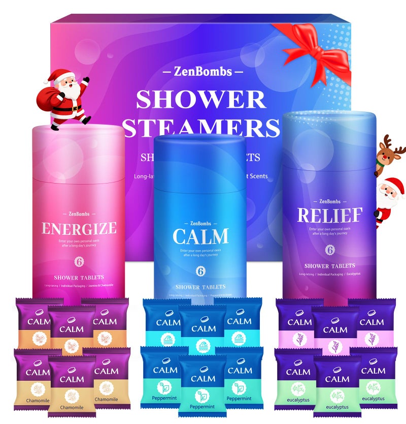 ZenBombs Shower Steamers, 18 Pack Set Shower Bombs with 6 Organic & Natural Fragrance, Self-Care & Relaxation Presents for Women and Men, Ideal for Personal Care and Birthday, Christmas White Elephant Presents - Image 1