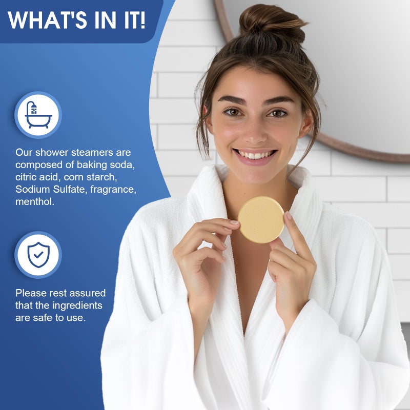 ZenBombs Shower Steamers, 18 Pack Set Shower Bombs with 6 Organic & Natural Fragrance, Self-Care & Relaxation Presents for Women and Men, Ideal for Personal Care and Birthday, Christmas White Elephant Presents - Image 4