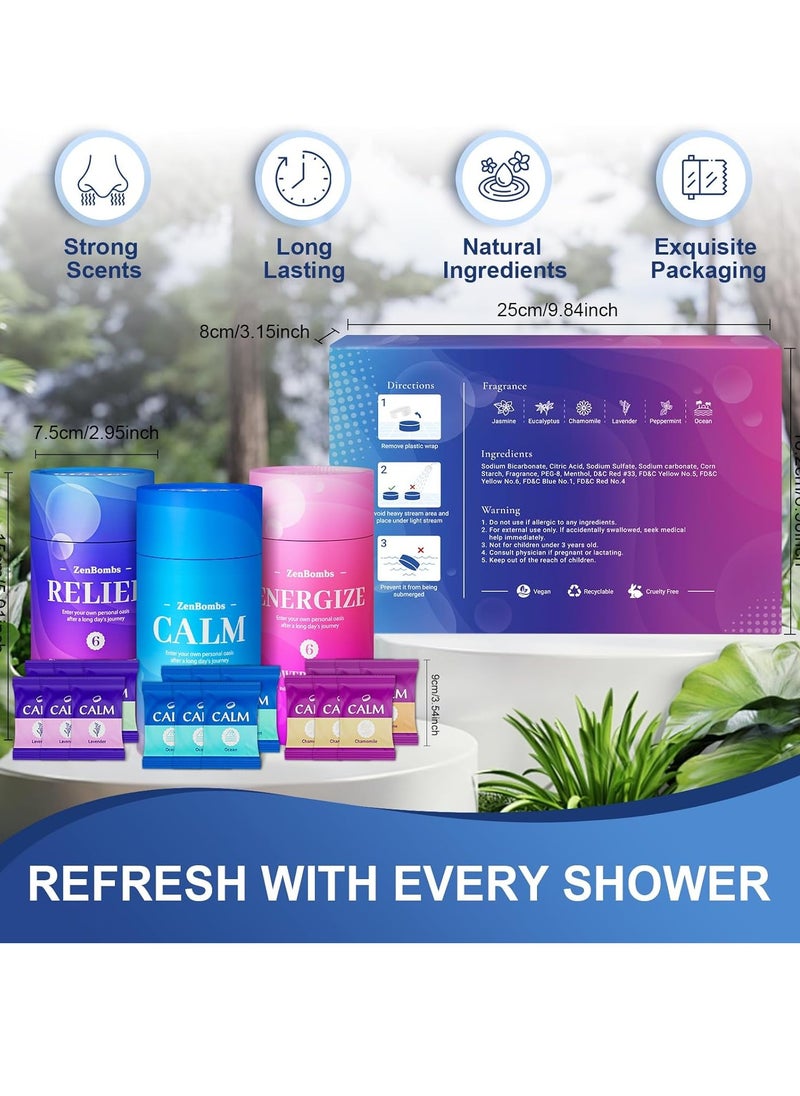 ZenBombs - Shower Steamers, 18 Pack Set Shower Bombs with 6 Organic & Natural Fragrance, Self-Care & Relaxation Presents for Women and Men, Ideal for Personal Care and Birthday Presents - Image 1