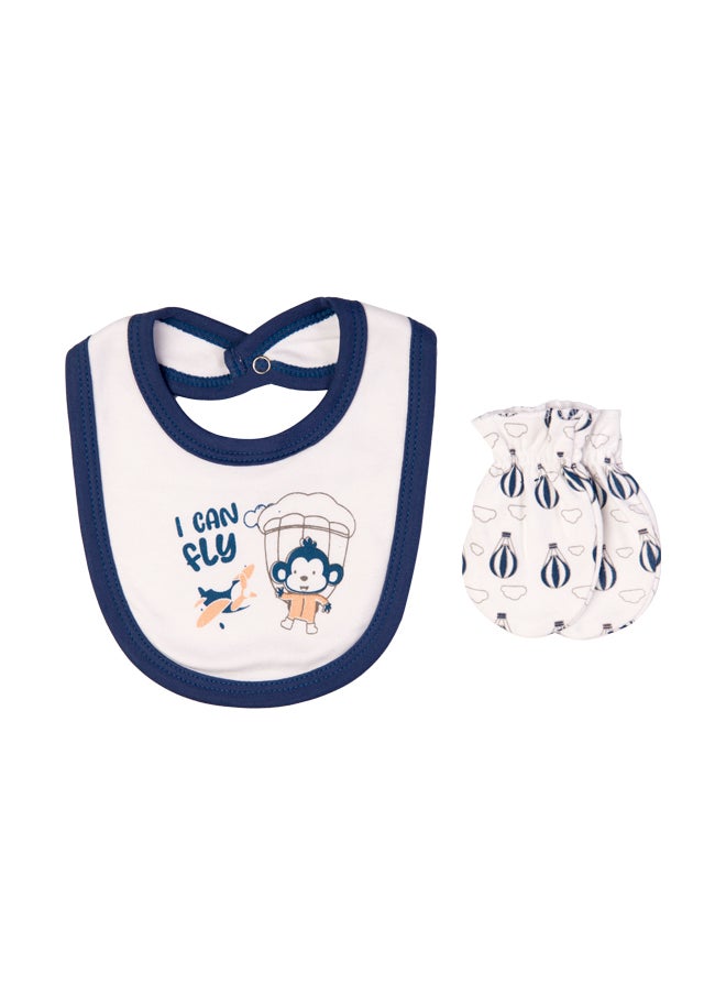 Babies Basic - 5 Piece Unisex 100% Cotton Gift Set Include Bib, Romper, Mittens, Cap And Sleepsuit/Jumpsuit- I Can Fly - Image 1