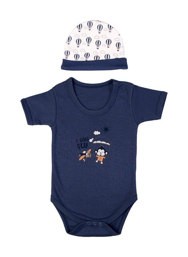 Babies Basic - 5 Piece Unisex 100% Cotton Gift Set Include Bib, Romper, Mittens, Cap And Sleepsuit/Jumpsuit- I Can Fly - Image 1