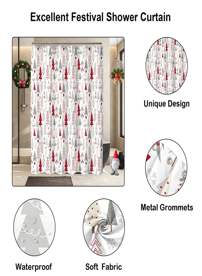 YOSTEV Christmas Shower Curtain, Colorful Christmas Tree Shower Curtains for Bathroom Decor, Red Green Winter Holiday Shower Curtain, Merry Christmas Xmas Pine Fabric Cloth Bath Curtain, 72 x 72 Inch - Image 3