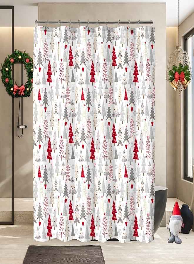 YOSTEV Christmas Shower Curtain, Colorful Christmas Tree Shower Curtains for Bathroom Decor, Red Green Winter Holiday Shower Curtain, Merry Christmas Xmas Pine Fabric Cloth Bath Curtain, 72 x 72 Inch - Image 2
