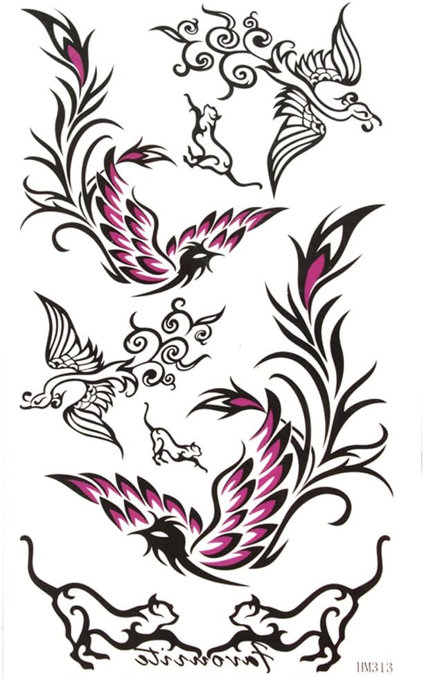 King Horse Black and Purple Phoenix Waterproof and sweat tattoo sticker