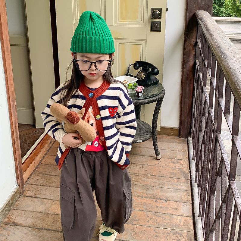 [] Girls' Sweater Cardigan Children'S Striped Top Girl Baby Autumn Children'S Clothing - Image 3