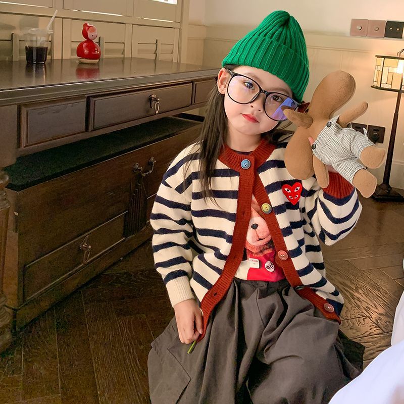[] Girls' Sweater Cardigan Children'S Striped Top Girl Baby Autumn Children'S Clothing - Image 5